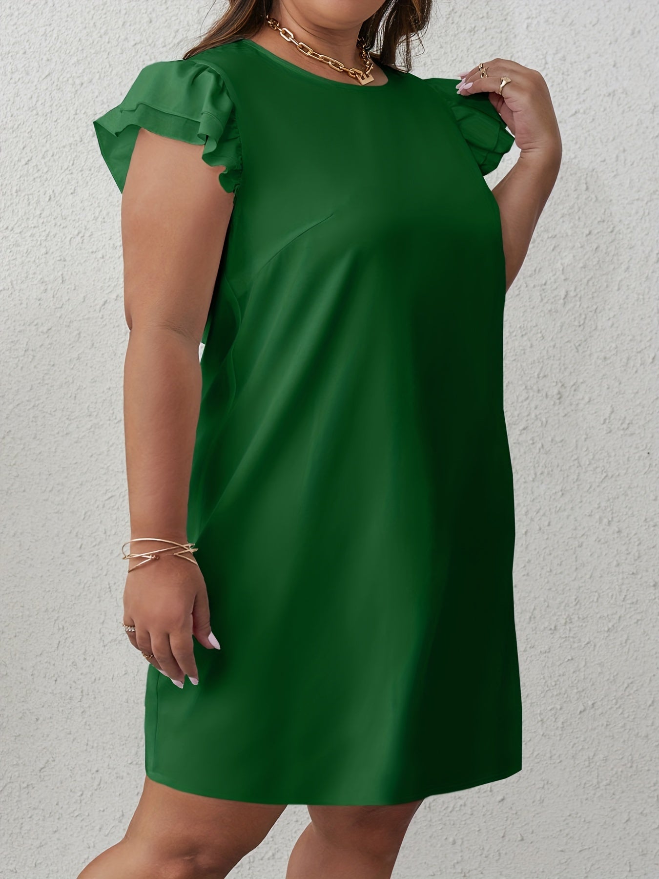  Ruffle Cap Sleeve Midi Dress