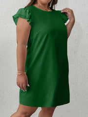  Ruffle Cap Sleeve Midi Dress