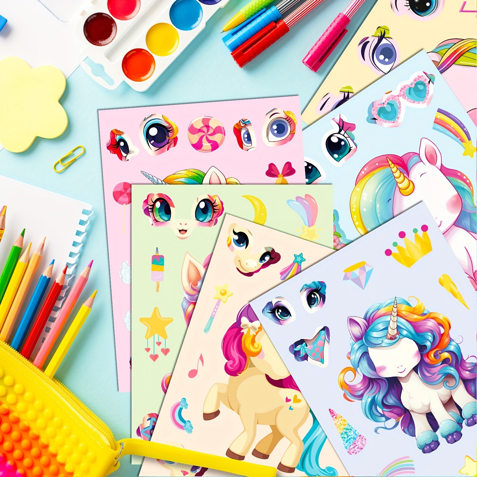 Cartoon Pony Puzzle Stickers Set DIY Creative Interchangeable Face Decals