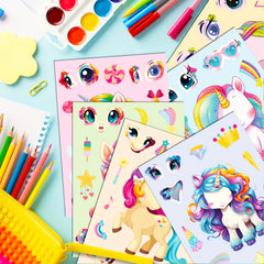 Cartoon Pony Puzzle Stickers Set DIY Creative Interchangeable Face Decals