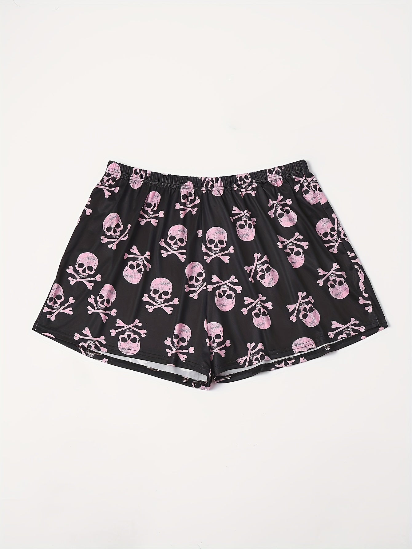  Skull Print Stretch Sleepwear Shorts