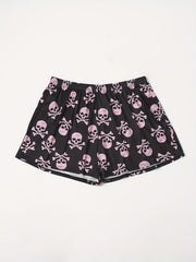  Skull Print Stretch Sleepwear Shorts