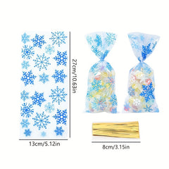 Christmas Santa Claus Snowflakes Xmas Packaging Pouch Plastic Candy Bags