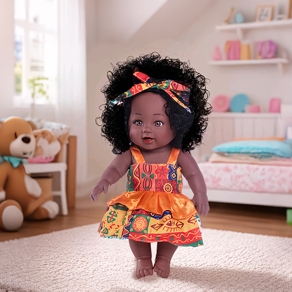 Stylish Reborn Doll with Curly Hair & Floral Dress Realistic Baby Doll