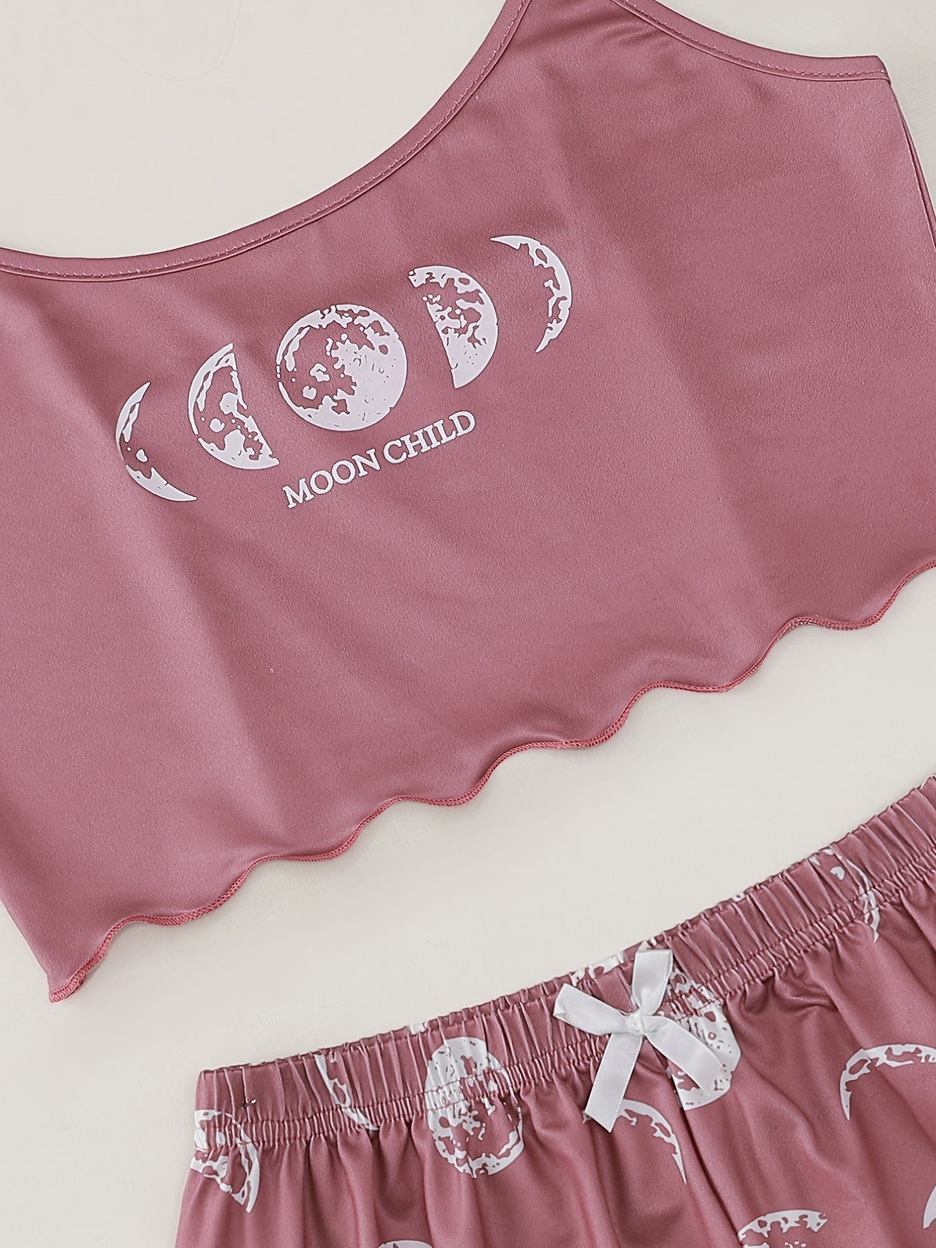 Moon Print Pajamas Comfy Cami Top & Shorts Women's Loungewear