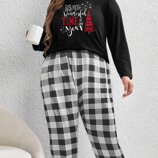  Christmas Loungewear Set Tee & Plaid Pants