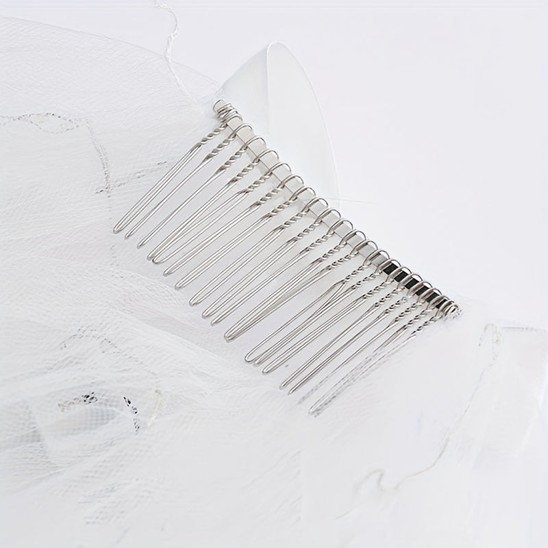 Bridal Veil with Satin Ribbon and Hair Clip for Wedding Accessory