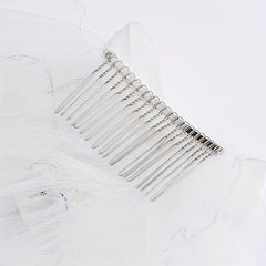 Bridal Veil with Satin Ribbon and Hair Clip for Wedding Accessory