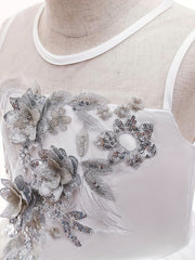 Girls Floral Sleeveless Mesh Princess Dress For Kids