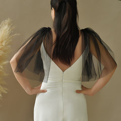 Detachable Bridal Shawl Puff Sleeves Nylon Wedding Dress Accessory