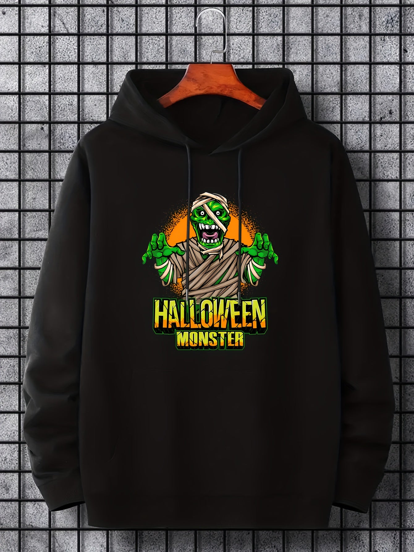 Men's Monster Graphic Hoodie Drawstring Hooded S