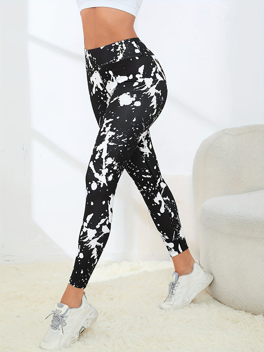 Splash Print Yoga Pants High Stretch Running Fitness Sports Leggings