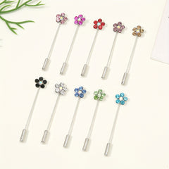 10pcs Colorful Flower Scarf Pin Rhinestone Turban Clip Hijab Shawl Brooch