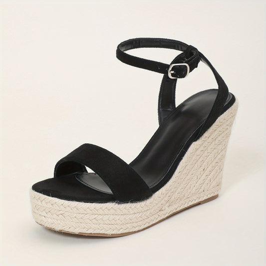 Women's Espadrille Wedge Sandals Open Toe Ankle Strap High Heels