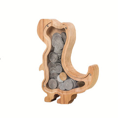 Kids Wooden Dinosaur Piggy Bank Personalized Coin Bank
