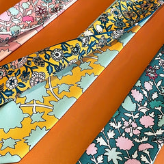 Vintage Floral Print Skinny Scarf Ribbon Neck Tie
