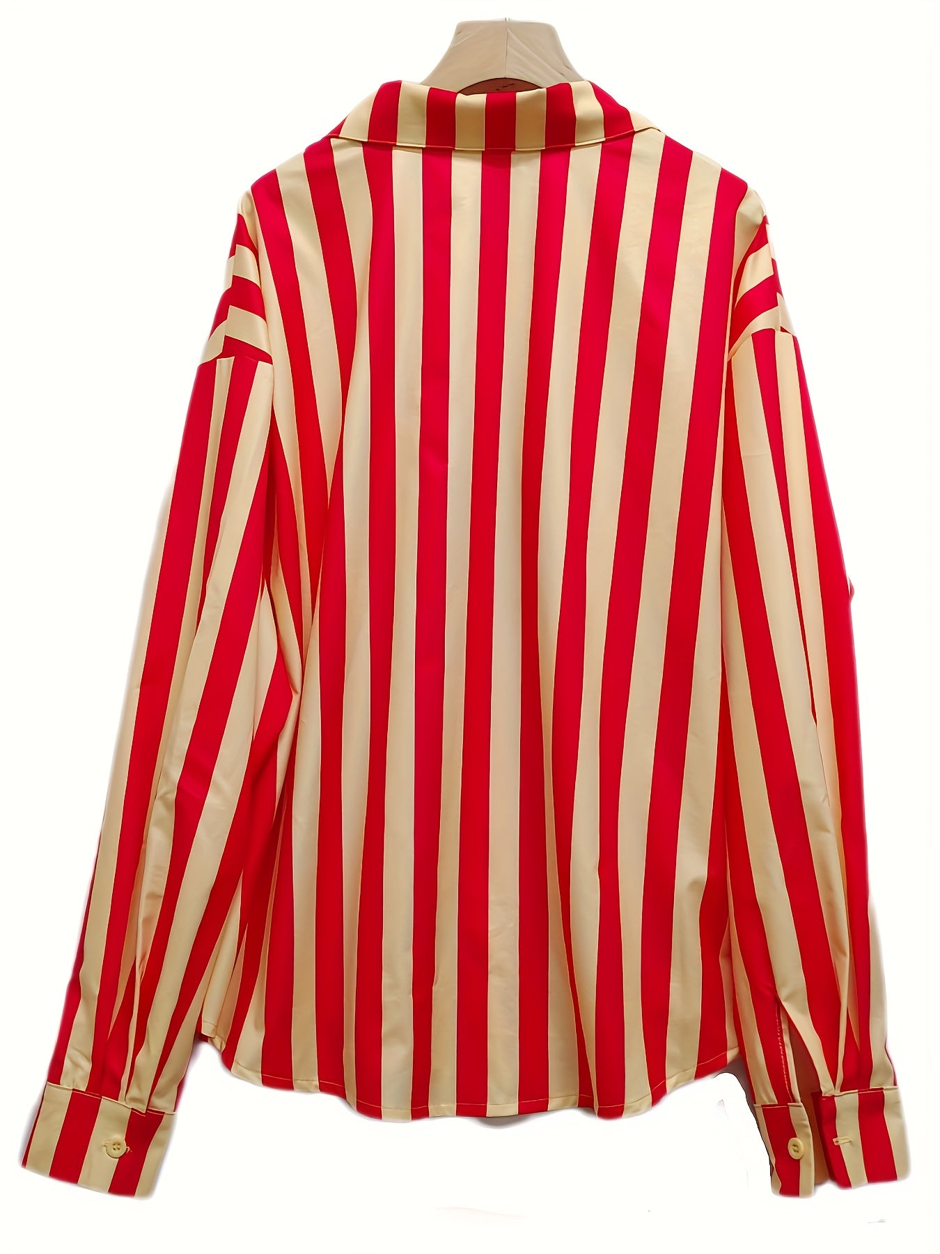  Stripe Print Button Up Blouse & Shorts Outfits 2 Piece Set