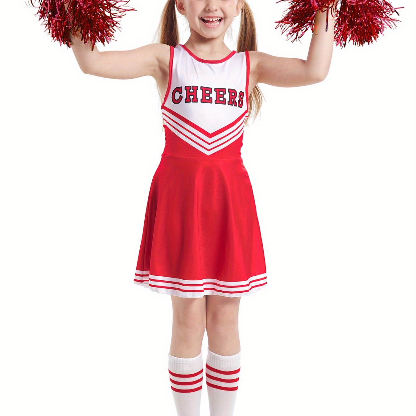 Girls Cheerleading Sleeveless Dress Comfy Cheerleading Costume