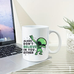 11oz Green Alien Pattern Ceramic Cup for Outdoor Camping