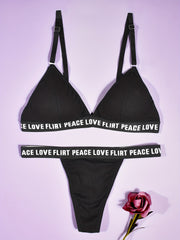 Letter Print Bra & Panties Set