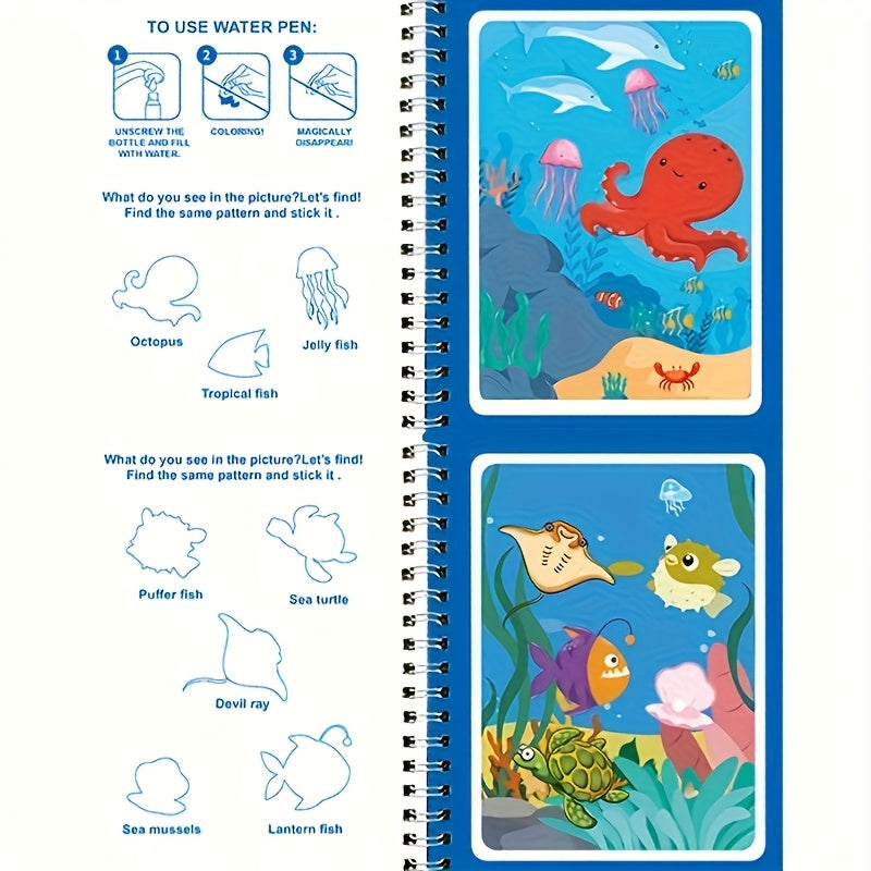 4pcs Magic Water Book Reusable Watercolor Activity Book with Double Sided Pages