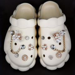 12pcs Flowers & Chain Shoe Charms for Clogs Garden Shoes DIY Accessories