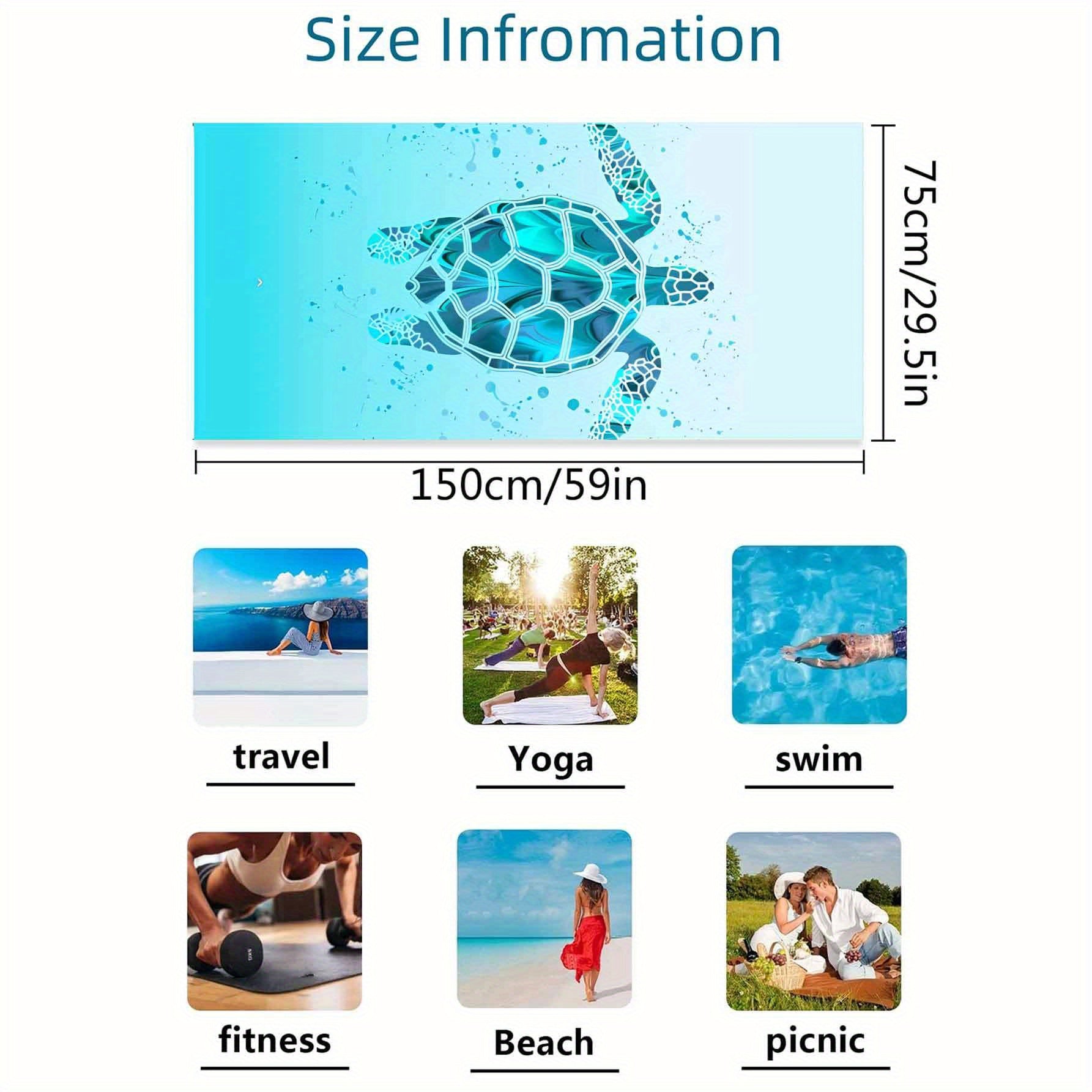 Minimalist Sea Turtle Graphic Oversized Beach Towel Quick Dry Water Absorbent