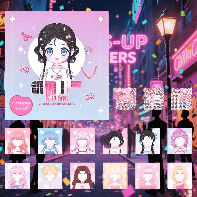 Interactive Doll Face Sticker Set Reusable Teenage Expression Perfect Birthday
