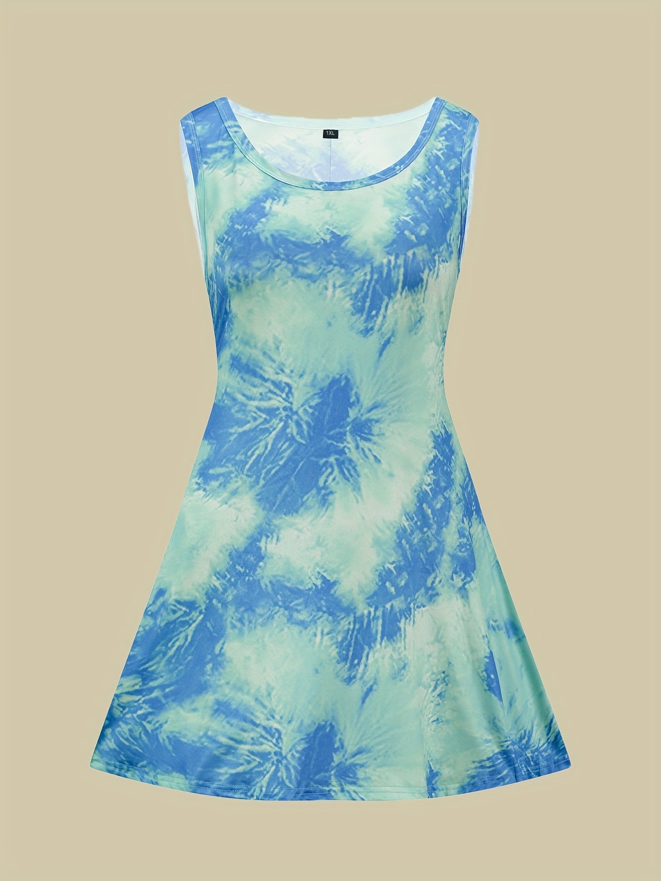  Tie Dye Tank Dress Round Neck