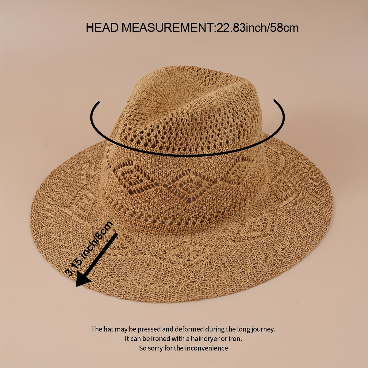 Vintage Hollow Crochet Straw Hat Women Fedora Cap Beach Hats