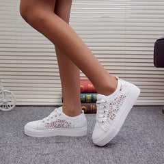 Women's Platform Lace Sneakers Low Top Shoes