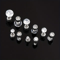 Rainbow Zircon Titanium Steel Stud Earrings Hypoallergenic Spiral Stud Earrings
