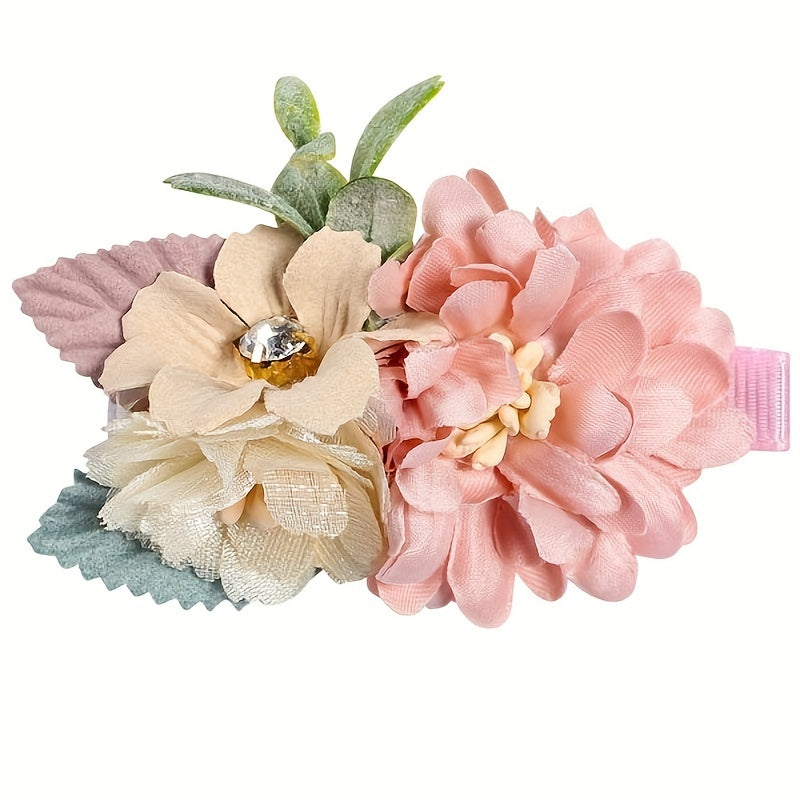 Girls Artificial Flowers Hair Clips Princess Hair Accessories
