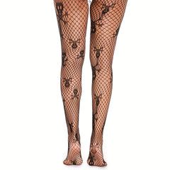 Skull Pattern Fishnet Tights High Waist Mesh Pantyhose