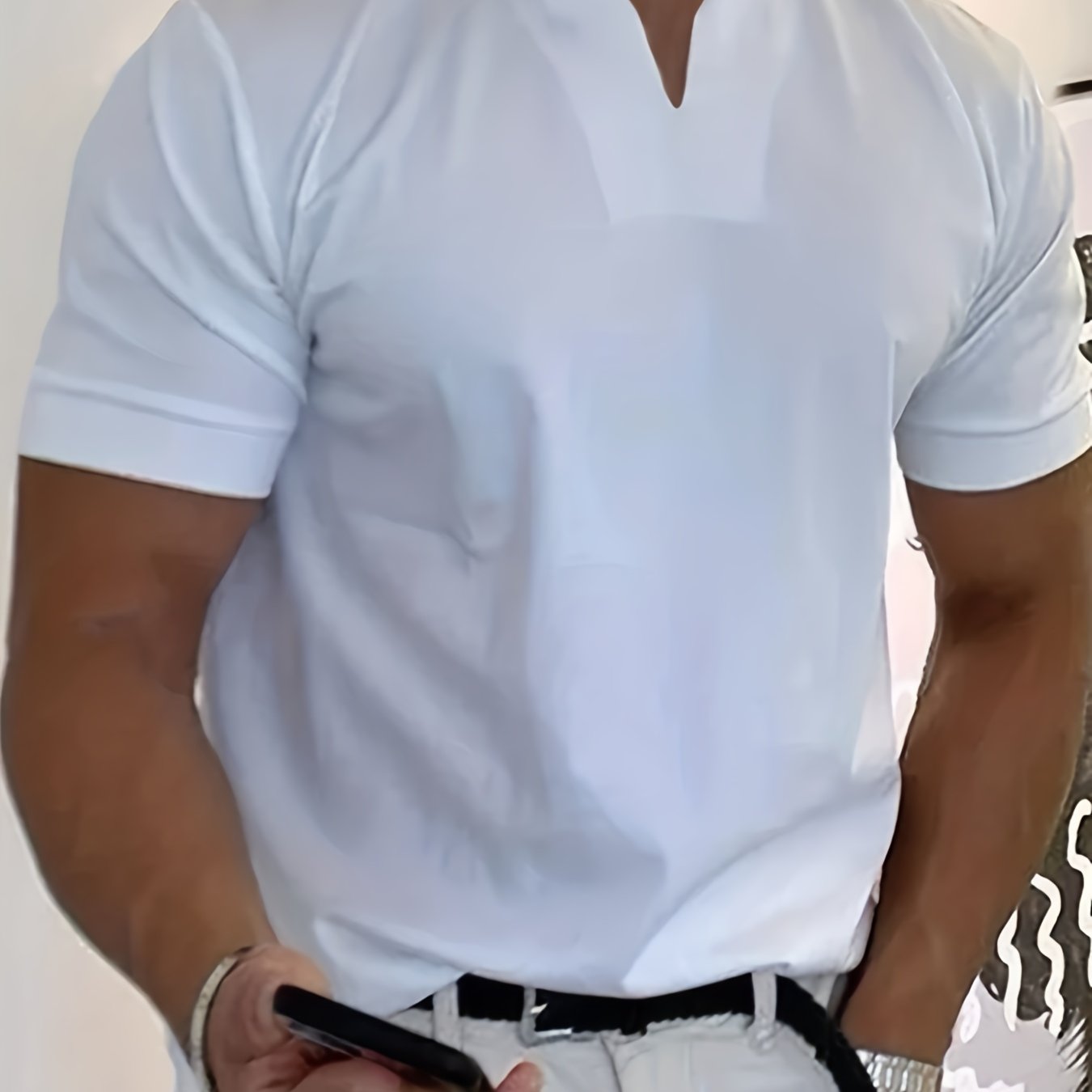 Men's Retro Short Sleeve V-Neck for Outdoor Summer Leisure