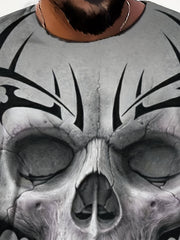 Men's Breathable 3D Skull Graphic Tee for Summer