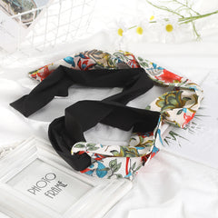 Big Flower Silk Scarf Headband Double Sided Scarf