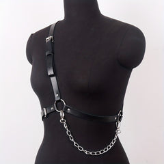 Chain Tassel Harness Belt PU Leather Waistband Body Harness