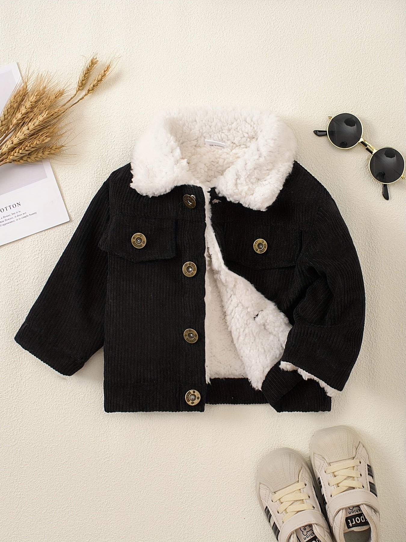 Baby Corduroy Trucker Jacket Toddler Fleece Lined Casual Coat