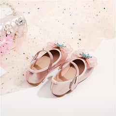 Bowknot Diamond Princess Shoes Girls Non Slip Flat Sole Party School