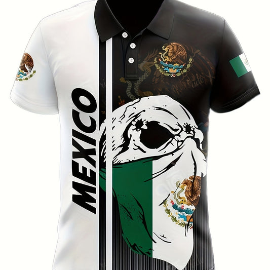 MEXICO Masked Skull Pattern Men's Casual Comfy Custom Fit Shirt