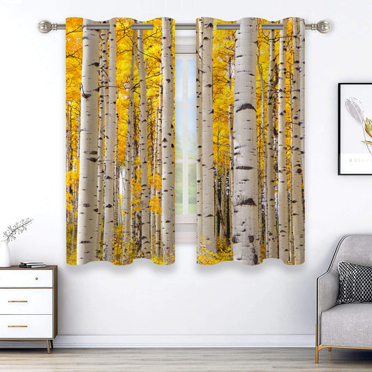2pcs Trees Print Curtain For Home Decoration