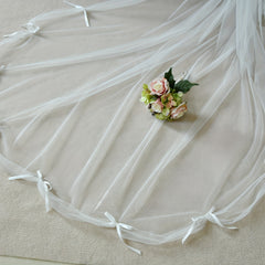 Versatile Bridal Veil with Bow for Wedding Banquets