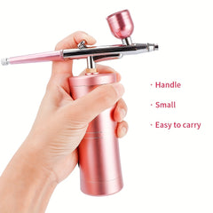 0.4mm Pink Mini Air Compressor Kit Air Brush Paint Spray Gun Airbrush