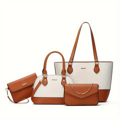 4pcs Vegan Leather Purse Set for Women Fashionable Tote Bag Handbag Crossbo