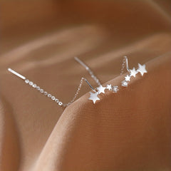 Long Chain Tassel Star Earrings Copper Zircon Jewelry Gift