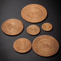 Japanese Style Vine Placemats Non Slip Heat-resistant Kitchen Cup Accessory