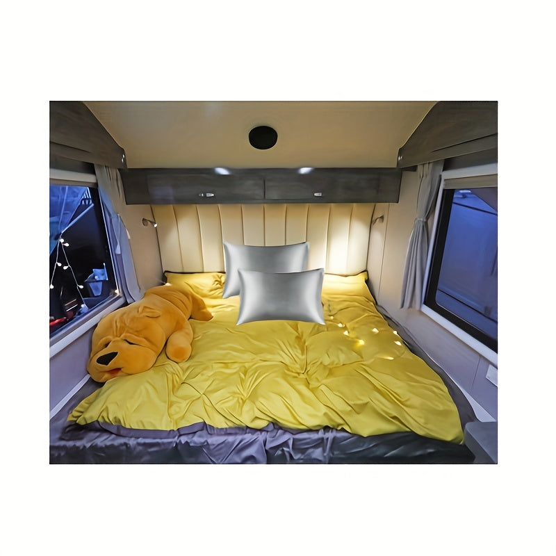 2pcs Ice Silk Face Pillowcase Solid Color Single Pillowcase RV Holiday Bedding