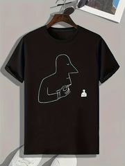 Man Pattern Print Comfy Sports T-shirt for Outdoor Activities