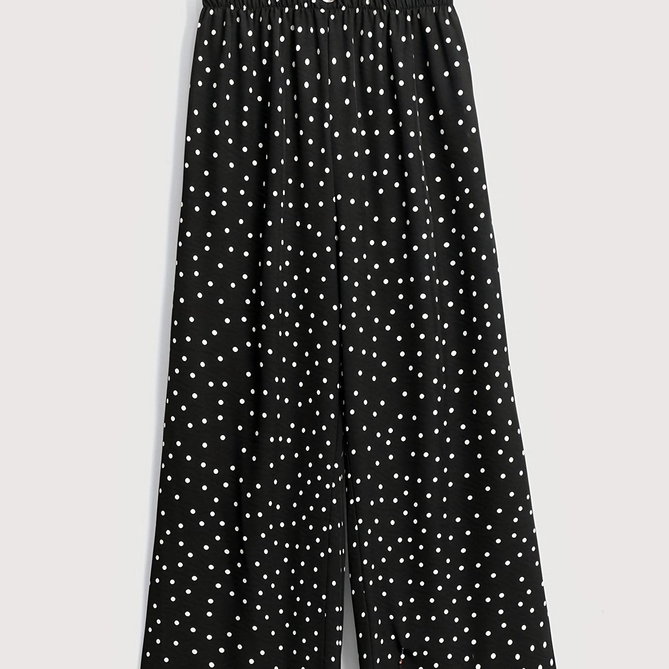  Dot Print Button Wide Leg Pants